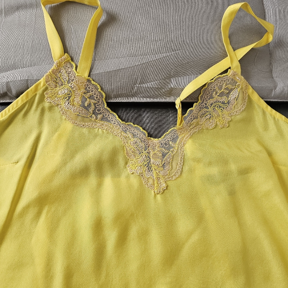 Express Silk Yellow Lace Trim Camisole